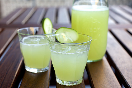 cucumber lemonade on the deck!